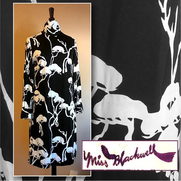 Miss Blackwell Dresses & Skirts - Black and White Sheath Midi Dress with Turtleneck